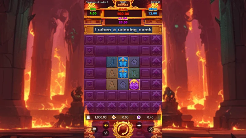 Treasures of Hades 2 - skrini kuu ya mchezo wa yanayopangwa na reels 3x3 na betways 20 kutoka Rectangle Games